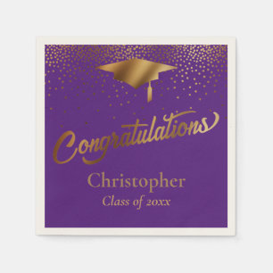 Herzlichen Glückwunsch Graduate, Gold und Lila Serviette
