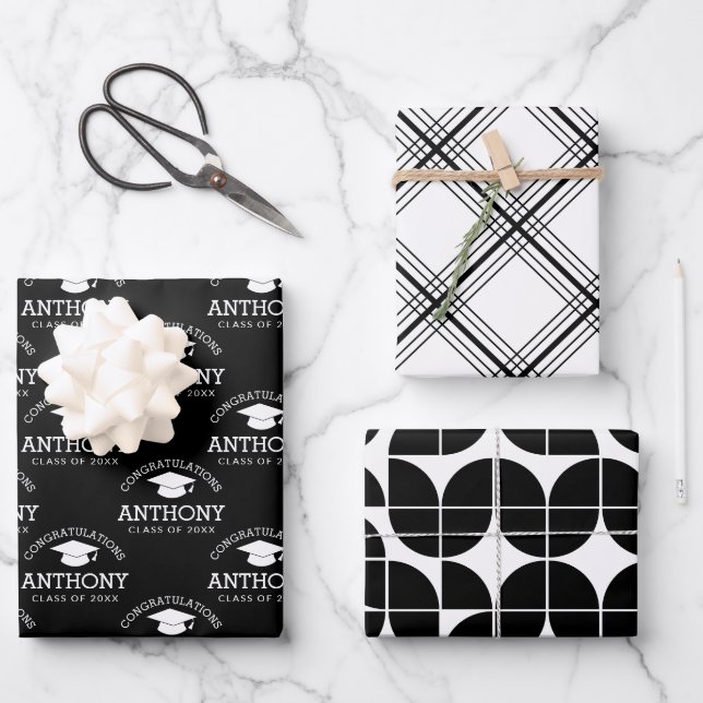 Herzlichen Glückwunsch Graduate Graduation Cap sch Geschenkpapier Set (Vorderseite)