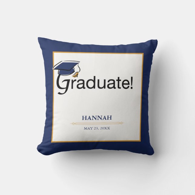 Herzlichen Glückwunsch Graduate, Hat, Tassel, Blue Kissen (Vorderseite)
