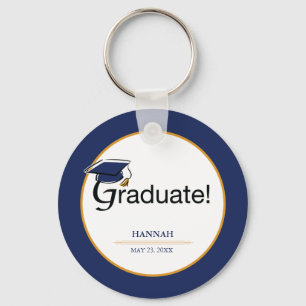 Herzlichen Glückwunsch Graduate, Hat, Tassel, Blue Schlüsselanhänger
