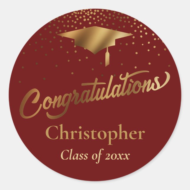 Herzlichen Glückwunsch Graduate, Klasse der Gold B Runder Aufkleber (Vorderseite)