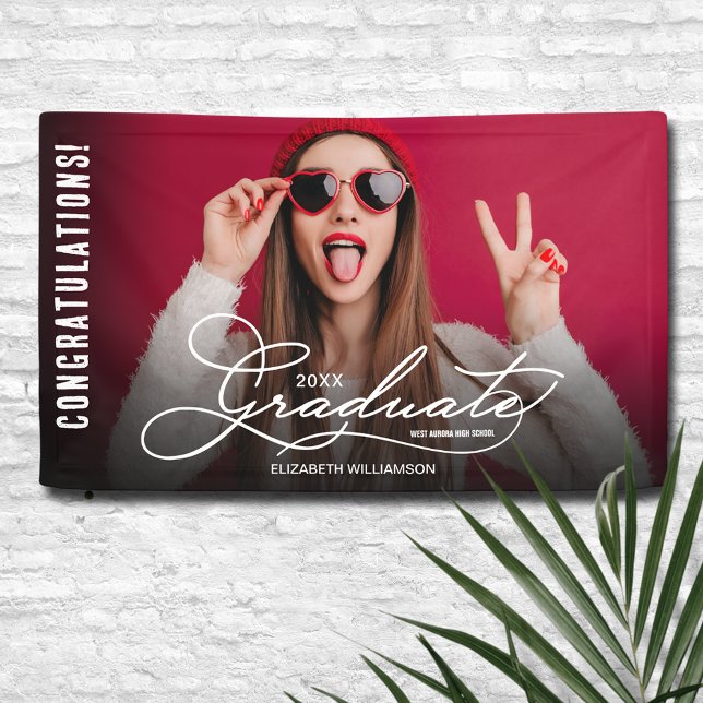 Herzlichen Glückwunsch Graduate Modernes Foto Banner (Graduation Congratulations Modern Photo Banner - indoor or outdoor)