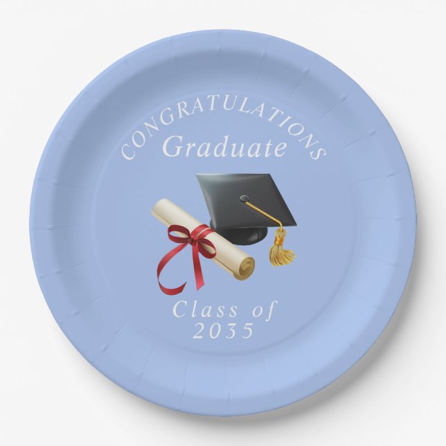 Herzlichen Glückwunsch Graduate Mortar Board Diplo Pappteller (Vorderseite)