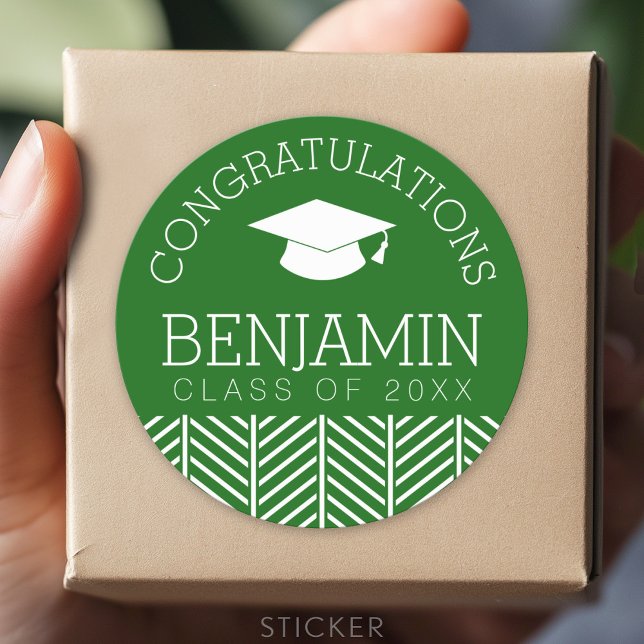 Herzlichen Glückwunsch Graduate - Party KANN FARBE Runder Aufkleber (Custom Sticker for Party Favors and Envelopes)