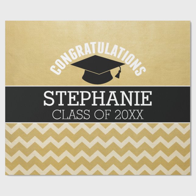Herzlichen Glückwunsch Graduate - Personalisierter Geschenkpapier (Flach)