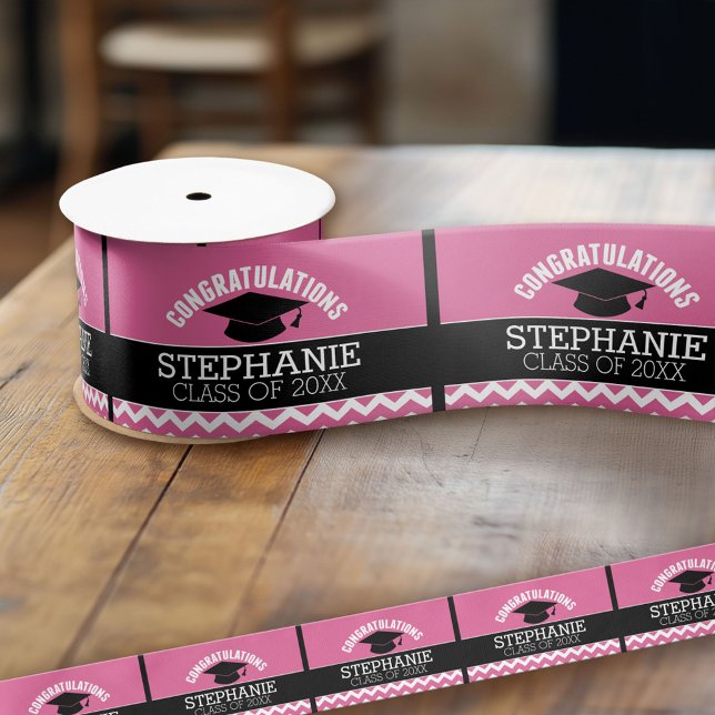 Herzlichen Glückwunsch Graduate - Personalisierter Satinband (Custom Graduation Ribbon)