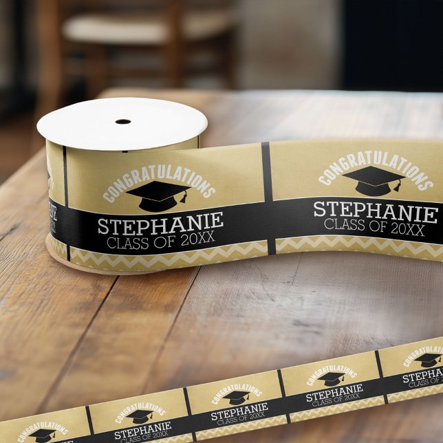 Herzlichen Glückwunsch Graduate - Personalisierter Satinband (Custom Graduation Ribbon)