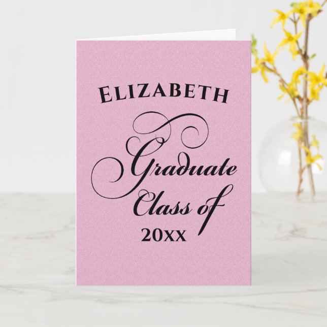 Herzlichen Glückwunsch Graduate Pink Glitzer Karte (Gelbe Blume)