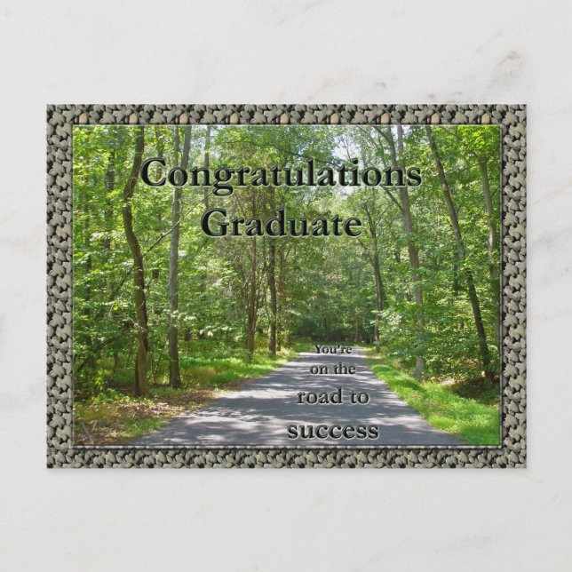 Herzlichen Glückwunsch Graduate Road to Success It Ankündigungspostkarte (Vorderseite)