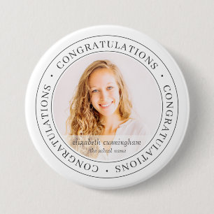 Herzlichen Glückwunsch Graduate Simple Modern Foto Button