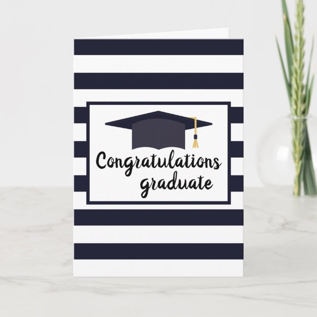 Herzlichen Glückwunsch Graduate Stripes Schwarz-we Karte (Vorderseite)