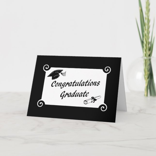 Herzlichen Glückwunsch Graduate with Cap and Diplo Karte (Vorderseite)