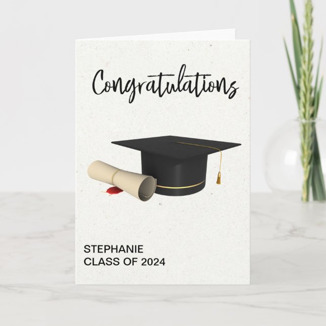 Herzlichen Glückwunsch Graduation Cap Diploma Card Karte (Vorderseite)