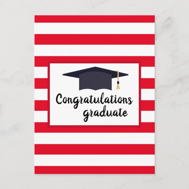 Herzlichen Glückwunsch Graduierung Cap with Stripe Postkarte (Vorderseite)