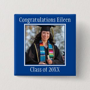 Herzlichen Glückwunsch Graduierungsname und Foto B Button