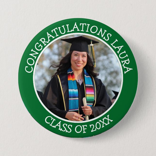 Herzlichen Glückwunsch Graduierungsname und Foto B Button (Vorderseite)