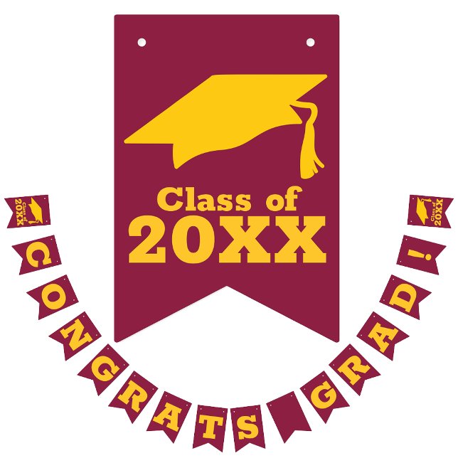 Herzlichen Glückwunsch Grand Gold zu Maroon Wimpelkette (Von Creator hochgeladen)