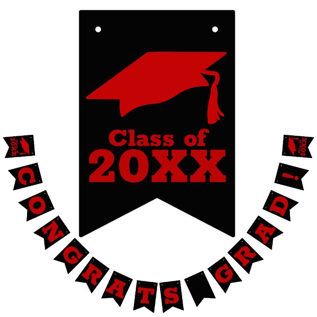 Herzlichen Glückwunsch Grand Scarlet Red auf Black Wimpelkette (Von Creator hochgeladen)