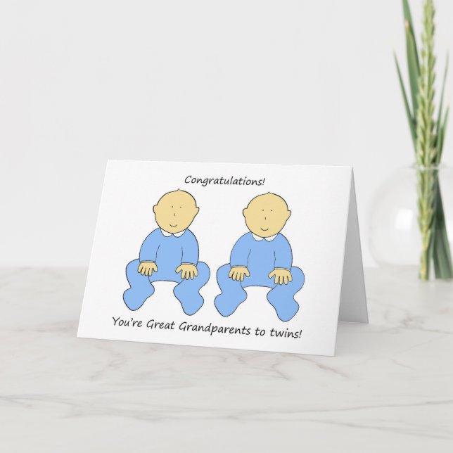 Herzlichen Glückwunsch Großeltern an Twin Boys Karte (Vorderseite)