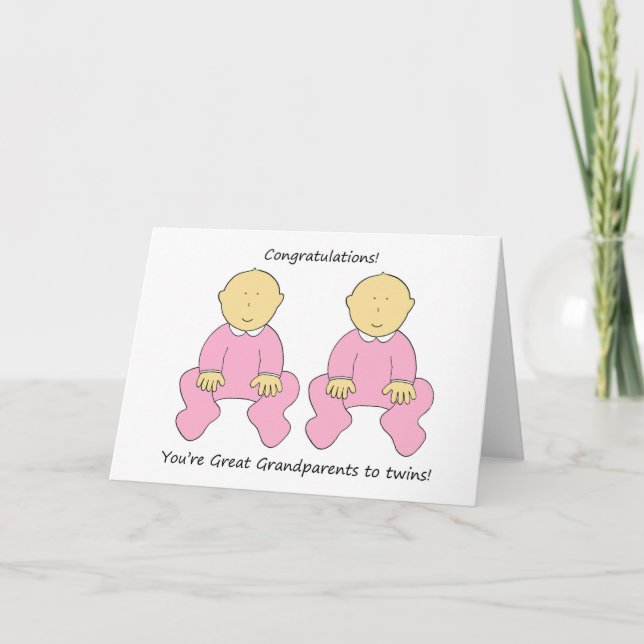 Herzlichen Glückwunsch Großeltern an Twin Girls. Karte (Vorderseite)