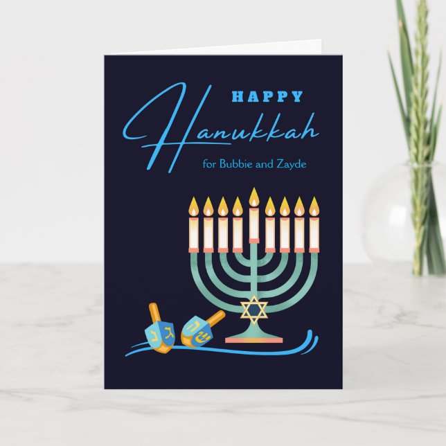 Herzlichen Glückwunsch Hanukkah für Bubbie und Zay Karte (Vorderseite)