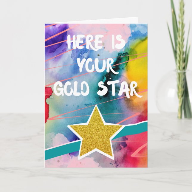 Herzlichen Glückwunsch Hier Ihr Gold Star farbenfr Karte (Vorderseite)
