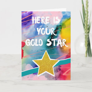 Herzlichen Glückwunsch Hier Ihr Gold Star farbenfr Karte