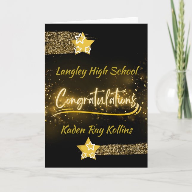Herzlichen Glückwunsch High School Abschluss Gold  Karte (Vorderseite)