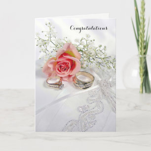 Herzlichen Glückwunsch Hochzeit Rings auf Satin Pi Karte
