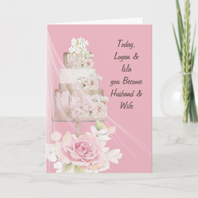Herzlichen Glückwunsch Hochzeitskarte Kuchen & Blu Karte (Vorderseite)
