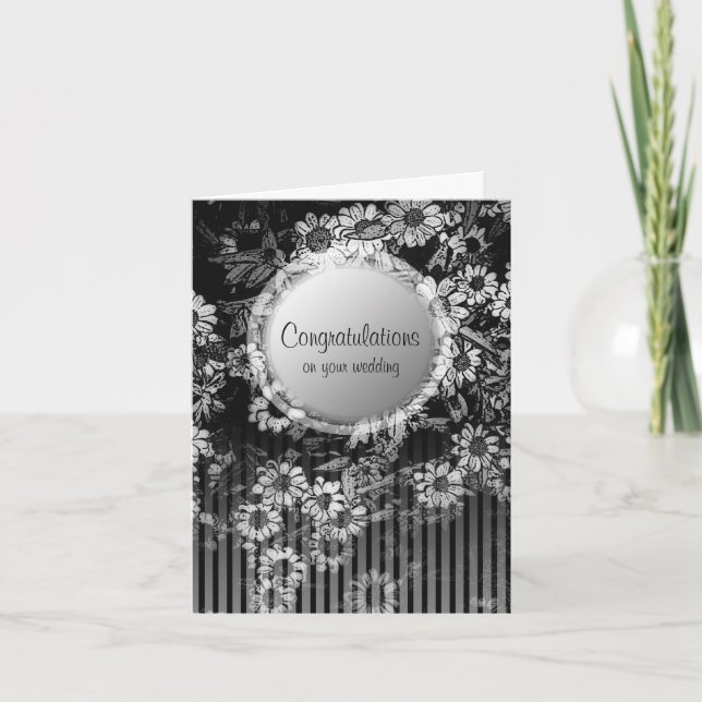 Herzlichen Glückwunsch Hochzeitskarte Schwarz Vint Karte (Vorderseite)