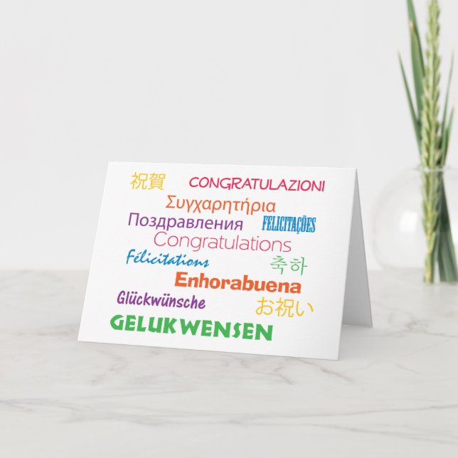 Herzlichen Glückwunsch in Viele Sprachen Karte (Vorderseite)