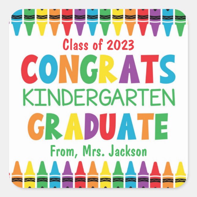 Herzlichen Glückwunsch Kindergarten Graduate Quadratischer Aufkleber (Vorderseite)