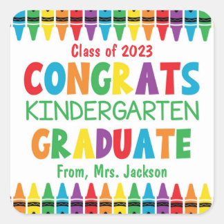 Herzlichen Glückwunsch Kindergarten Graduate Quadratischer Aufkleber