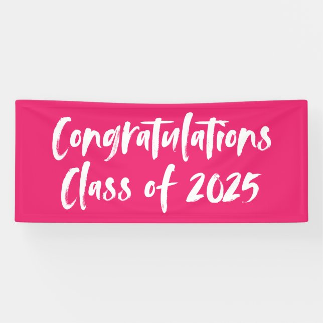 Herzlichen Glückwunsch Klasse des 2025 Hot-Pink-Ab Banner (Horizontal)