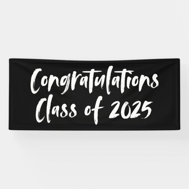Herzlichen Glückwunsch Klasse von 2025 Black Absch Banner (Horizontal)