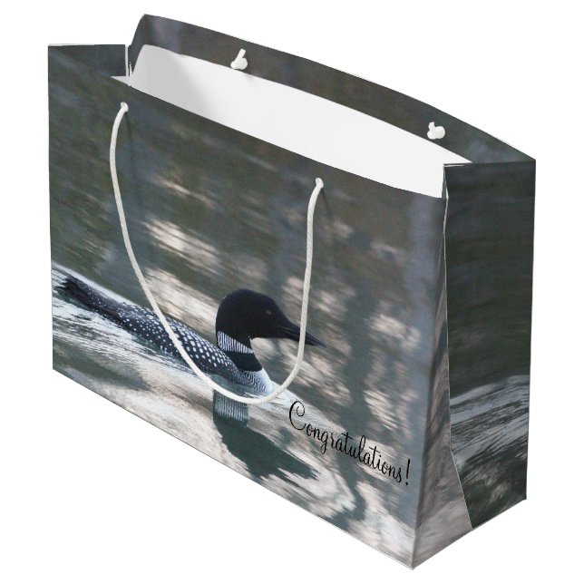 Herzlichen Glückwunsch Loon Bag Große Geschenktüte (Rückseite Schrägansicht)