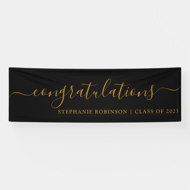 Herzlichen Glückwunsch Modern Gold Custom Abschlus Banner (Horizontal)