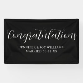 Herzlichen Glückwunsch Modernes Black Script Hochz Banner
