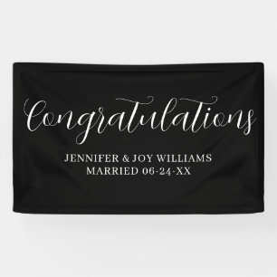 Herzlichen Glückwunsch Modernes Black Script Hochz Banner