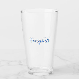 Herzlichen Glückwunsch Name Blau stilvolle Abschlu Glas