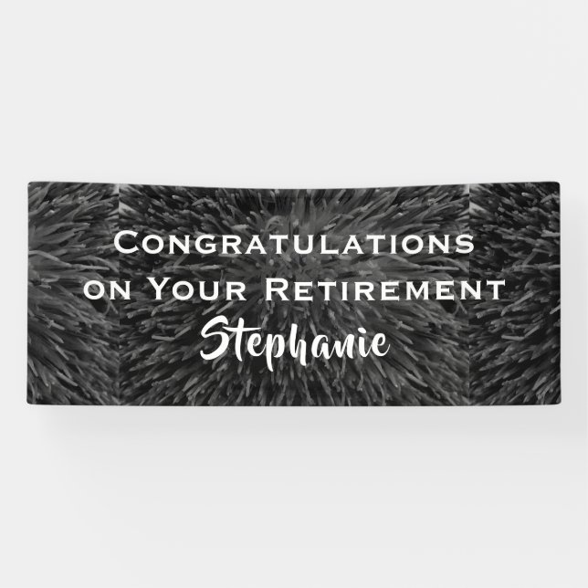Herzlichen Glückwunsch Name Schwarz-weiß Floral Banner (Horizontal)