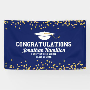 Herzlichen Glückwunsch Navy Blau Gold Absolventenp Banner