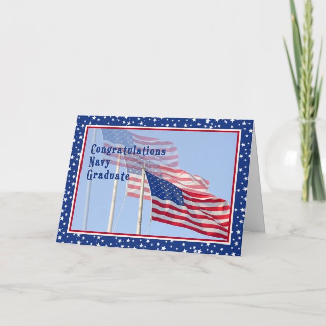 Herzlichen Glückwunsch Navy Graduate Card mit Flag Karte (Vorderseite)