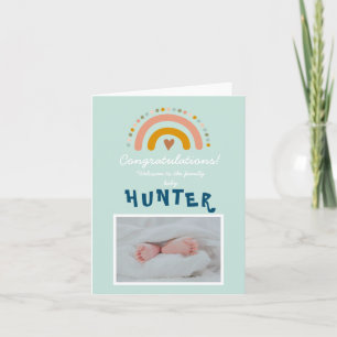 Herzlichen Glückwunsch Neue Baby Boy Foto Rainbow  Karte