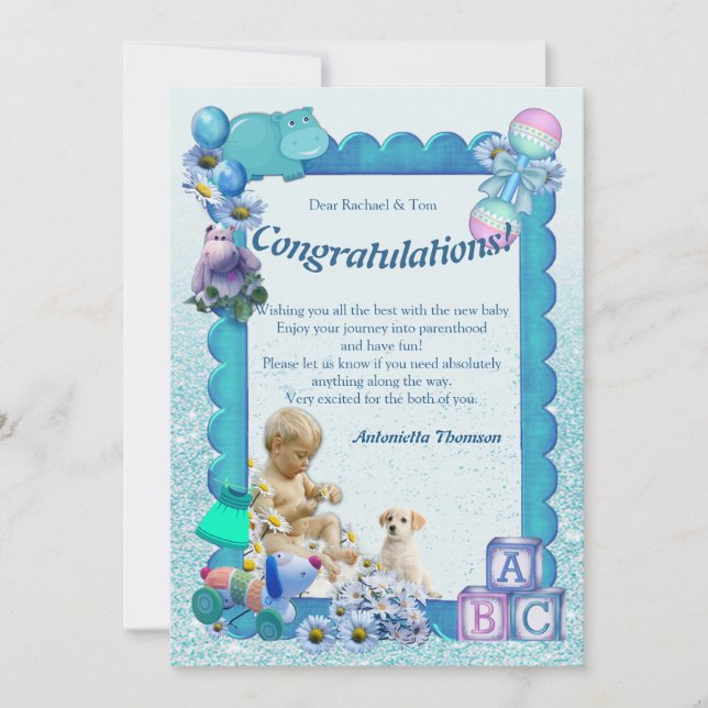 Herzlichen Glückwunsch Neue Baby-Card Dankeskarte (Vorderseite)