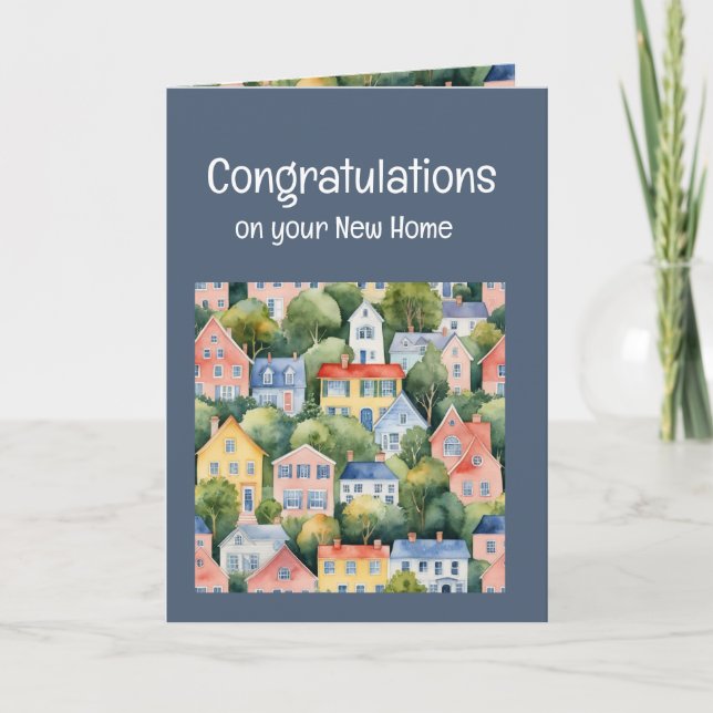 Herzlichen Glückwunsch Neue Zuhause Watercolor Hou Karte (Vorderseite)