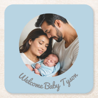 Herzlichen Glückwunsch neuer Baby Boy blau, Begrüß Rechteckiger Pappuntersetzer