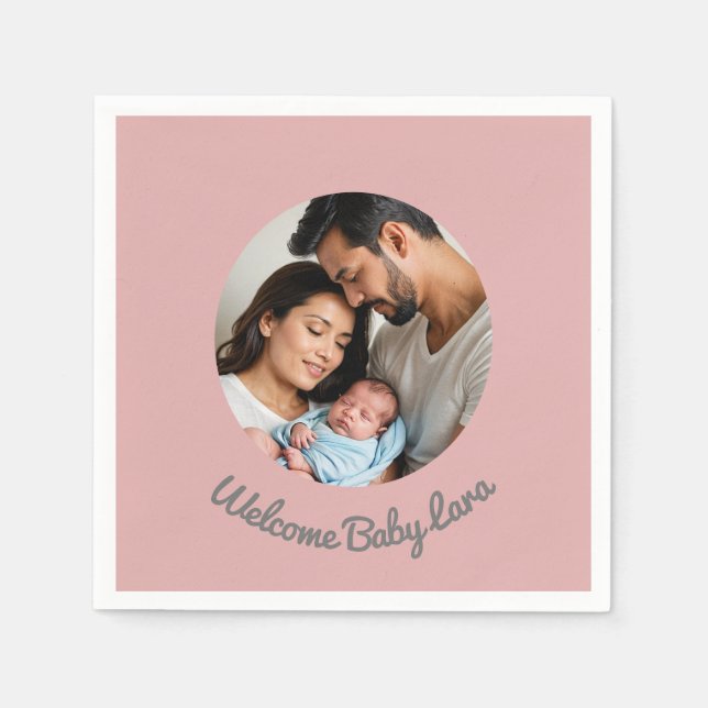 Herzlichen Glückwunsch neues Mädchen pink, Begrüßu Serviette (Vorderseite)