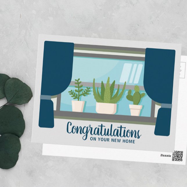 Herzlichen Glückwunsch Neues Zuhause Happy Housewa Postkarte (Von Creator hochgeladen)